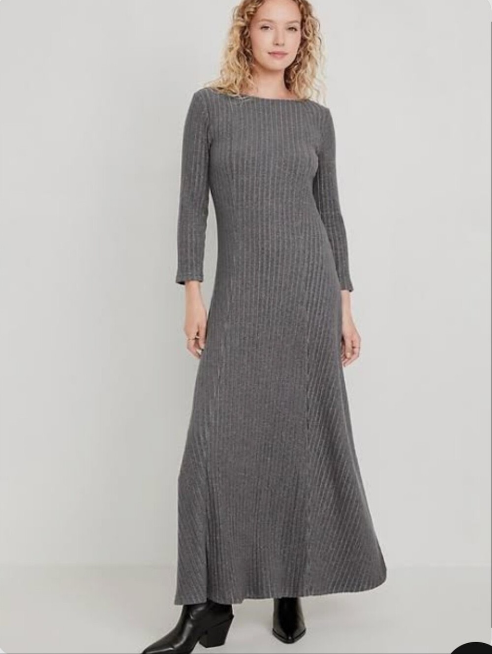 NWT Old Navy Gray Fit & Flare Ribbed Maxi Dress Size Small